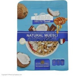 تصویر موسلی (غلات صبحانه) با نارگیل و شکلات تلخ توت سوییت 350 گرم Natural Muesli Proten Peanut Butter Toute Sweet 350g