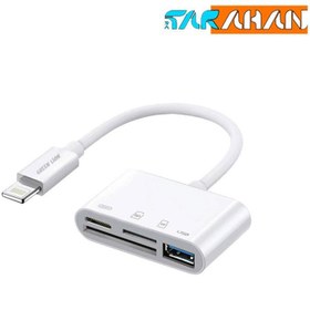 تصویر هاب لایتنینگ 4 پورت گرین لاین GN4IN1ADLG Green Lion 4-IN-1 OTG Adapter