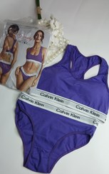 تصویر ست نیم تنه و شورت کلوین کلین نخ پنبه زنانه - رنگ زرد سایز لارج 