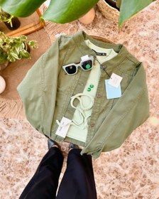 تصویر کراپ کت کتان سبز 