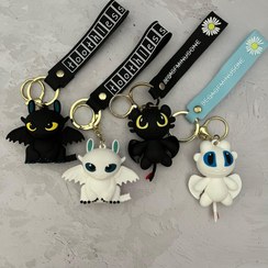 تصویر جاکلیدی خشم شب و روز toothless and light fury silicone key chain