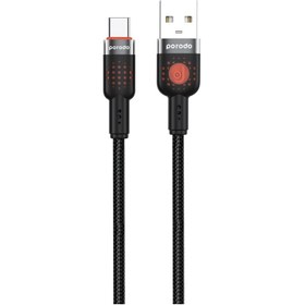 تصویر کابل 1.2 متری آلومینیومی USB به Type-C مدل Porodo Braided Cable USB-A to Type-C PD-CBL0012-BK 