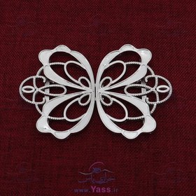 تصویر سگک جفتی گل نقره ای بزرگ 