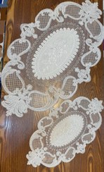 تصویر رومیزی دانتل ۳ تیکه مبل و عسلی 