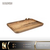 تصویر سینی چوبی برنجی بزرگ گلدکیش Golden Bird کد GK829444 