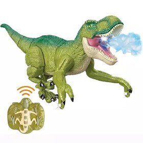 تصویر ربات اسباب بازی دایناسور کنترلی تیرکس Dinosaure T-REX دو رنگ سبز و قهوه ای 