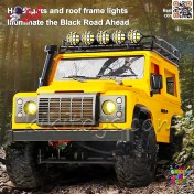 تصویر ماشین کنترلی لندرور دیفندر افرود با چراغ پروژکتور اسباب بازی OFF ROAD CRAWLER D90 