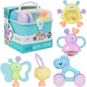 تصویر ست جغجغه 5 عددی طرح حیوانات Baby Rattle 