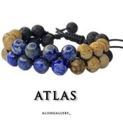 تصویر دستبند انرژی مثبت اطلس | تقویت بیان و تمرکز با لاجورد و سنگ آتشفشانی Atlas Men's Natural Stone Bracelet – Lapis, Lava & Jasper | Confidence, Energy & Protection