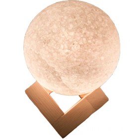 تصویر آباژور سنگ نمک طرح گوی با قطر 12 به همراه پایه چوبی ا SALT STONE LAMP SALT STONE LAMP