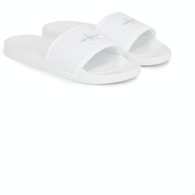 تصویر دمپایی طبی مردانه - نخی، سفید برند calvin klein jeans Men's Slide Institutional Flip Flops - Cotton, White