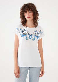 تصویر تی شرت طرح پروانه زنانه ماوی 