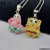 تصویر گردنبند دوستی پاتریک و باب اسفنجی ۲ عددی رنگ نقره ای 