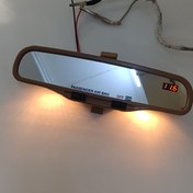 تصویر آینه داخل خودرو کاپریسی چراغدار ولت متر دار رنگ کرم 
