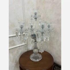 تصویر شمعدان کریستال باکارات مشکی ۵ شاخه آویزدار شیک تراش خورده Black Baccarat Crystal Candlestick with 5 elegant hanging branches, cut