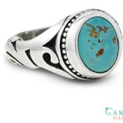 تصویر انگشتر نقره مردانه طرح علی نگین فیروزه نیشابور 