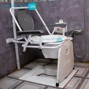 تصویر توالت فرنگی تاشو دیواری آسانا دسته دار+قیف تاشو 