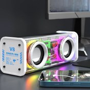 تصویر اسپیکر بلوتوثی RGB V8 قابل حمل با چراغ‌های رقص نور 