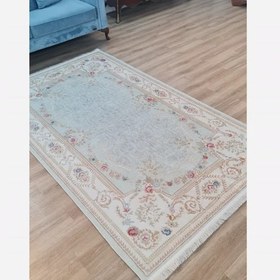 تصویر فرش ماشینی هازان طرح کلاسیک کد M109 سایز ۶ متر کرم و آبی 