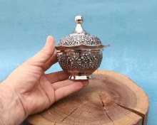 تصویر قندان مسی بدون پایه مسی ریزگل با آبکاری کروم 