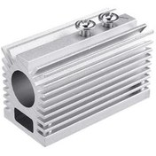 تصویر نگه‌دارنده و هیت سینک پره‌ای ماژول لیزر با قطر داخلی 12mm و طول 58mm با آنودایز نقره‌ای 