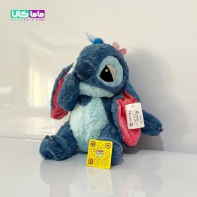 تصویر عروسک استیج چشمکی دست به دهن آبی 35 سانتیمتر 