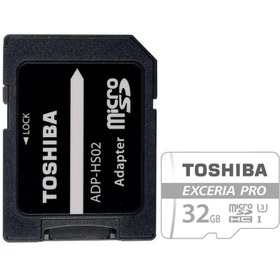 تصویر کارت حافظه microSDHC توشیبا مدل HS02 ظرفیت 32 گیگابایت با سرعت 80MBps Toshiba microSDHC HS02 32GB Class 10 UHS-I Memory Card with SD Adapter