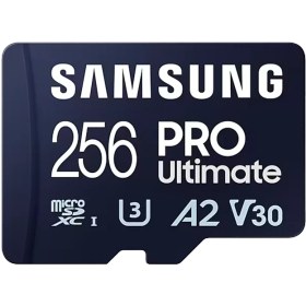 تصویر کارت حافظه microSDXC سامسونگ مدل PRO Ultimate U3 A2 V30 استاندارد UHS-I ظرفیت 256 گیگابایت SAMSUNG PRO Ultimate U3 A2 V30 256G 256GB A2, Class 10, U3, V30 200MB/s 130MB/s