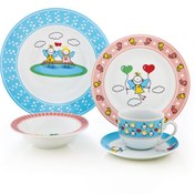 تصویر سرویس چینی زرین 1 نفره کودک پریا آبی و صورتی (5 پارچه) Zarin Iran ItaliaF Paria 5 Pieces Porcelain Kid Dinnerware Set