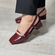 تصویر کفش کالج ورنی زنانه مدل 1526 پاشنه کوتاه رنگ مشکی و زرشکی 