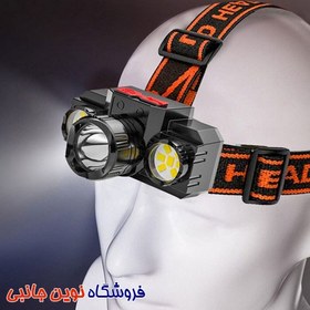 تصویر چراغ قوه پیشانی شارژی هدلایت روشنایی فوق العاده Headlight flashlight HF-8112 | HF-8112 (تک / عمده) 