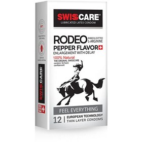تصویر کاندوم سوئیس کر مدل Rodeo بسته 12 عددی ا Swiss Care model Rodeo Condom -package 12 pieces Swiss Care model Rodeo Condom -package 12 pieces