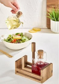 تصویر ست روغن مکعبی 2 عددی با استند چوبی arow 