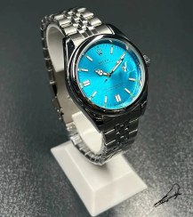 تصویر رولکس تقویم دار کلاسیک نقره ای صفحه ابی (ROLEX) 