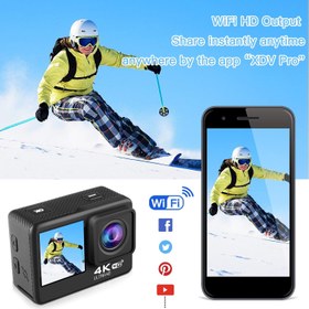 تصویر دوربین طرح GO PRO 4K ULTRA HD Action Camera 4K 60FPS,WiFi Sports Camera with Touch Screen,24 MP HD Underwater Camera,EIS 170 ° Ultra Wide Angle, 98FT Waterproof Underwater Camera(Remote Control/32G SD Card/Accessory Kit)