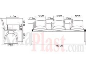 تصویر نیمکت آموزشی سه نفره اسمارت با تشک کد P823S 