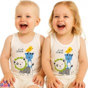 تصویر رکابی سفید بچه گانه طرح حیوانات 