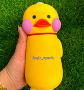 تصویر فلاسک شیشه ای بچه گونه جوجه طلا دارای بند آویز 