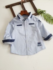 تصویر پیراهن رسمی مجلسی پسرانه | پیراهن مردانه بچگانه | آبی-سورمه ایی 