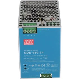 تصویر منبع تغذیه ریلی تک فاز 24 ولت 20 آمپر مینول MEAN WELL مدل NDR-480-24 NDR-480-24