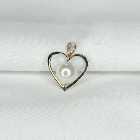 تصویر پلاک طلا زنانه قلب و مروارید 