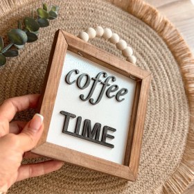 تصویر تابلو چوبی کافی تایم 