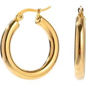 تصویر گوشواره حلقه‌ای براق روکش طلا 