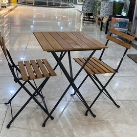 تصویر ست میز و صندلی تاشو 2 نفره چوبی پلی وود موتی طرح تارنو ایکیا ikea 