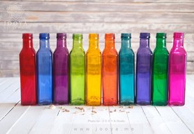 تصویر بطری شیشه‌ای رنگین‌کمان در ۱۰ رنگ 