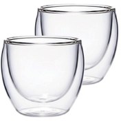 تصویر ست دو عددی فنجان شیشه‌ای دو جداره LUNA (لونا) دو فنجان برای دو لحظه‌ی گرم و شفاف 