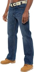 تصویر Enzo Mens Designer Jeans Loose Fit Free Belt Denim Pants Trousers All Waist Sizes, Stone Wash, 40W x 34L 