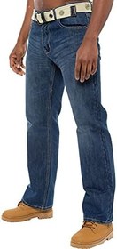 تصویر Enzo Mens Designer Jeans Loose Fit Free Belt Denim Pants Trousers All Waist Sizes, Stone Wash, 40W x 34L 