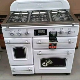 تصویر اجاق گاز تکنو ۵ شعله طرح فر صفحه استیل 