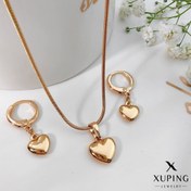 تصویر نیم ست طرح طلای زنانه،رنگ ثابت،ضد حساسیت،مدل قلبی آینه ای،مشابه طلا،برند مطرح ژوپینگ - با زنجیر xuping